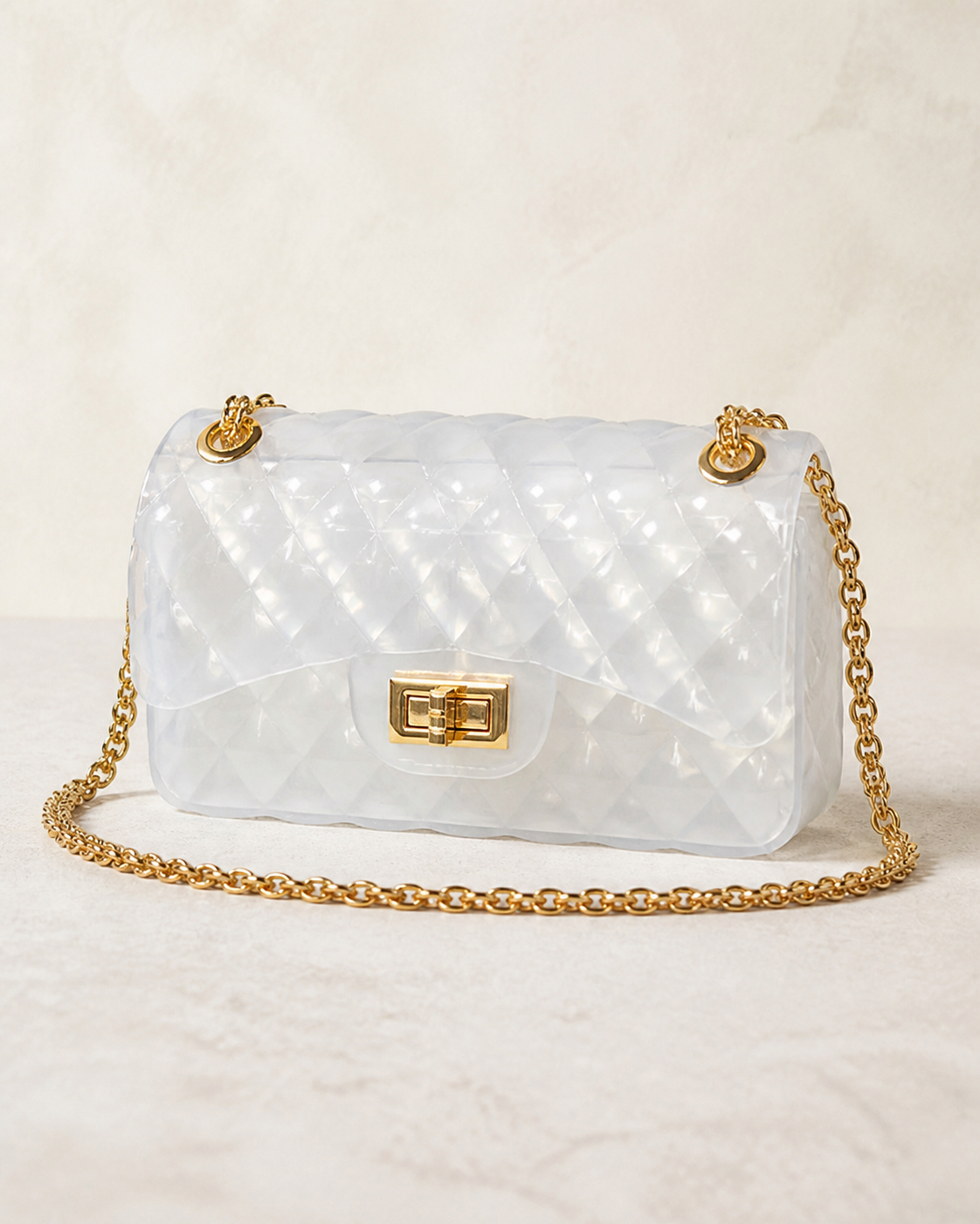 Mini bolso traslúcido Nácar — Efecto nacarado y detalles dorados